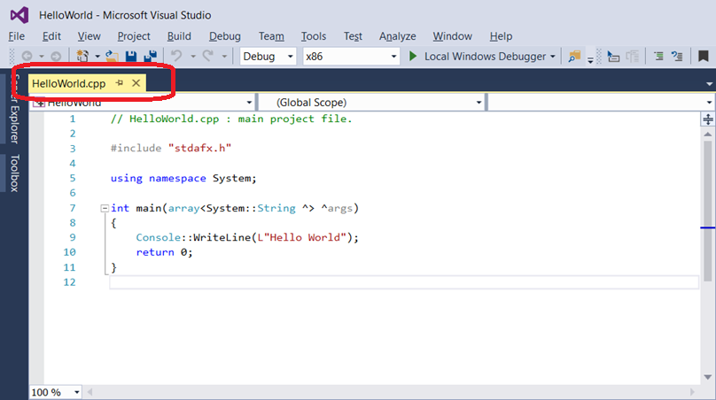 06 - mXparser - Hello World - C++/CLI - Visual Studio 2015